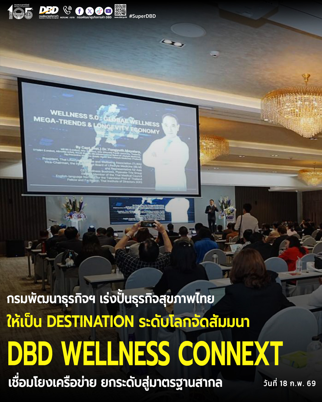 กรมพัฒนาธุรกิจฯ เร่งปั้นธุรกิจสุขภาพไทยให้เป็น Destination ระดับโลก จัดสัมมนา “DBD Wellness ConNext